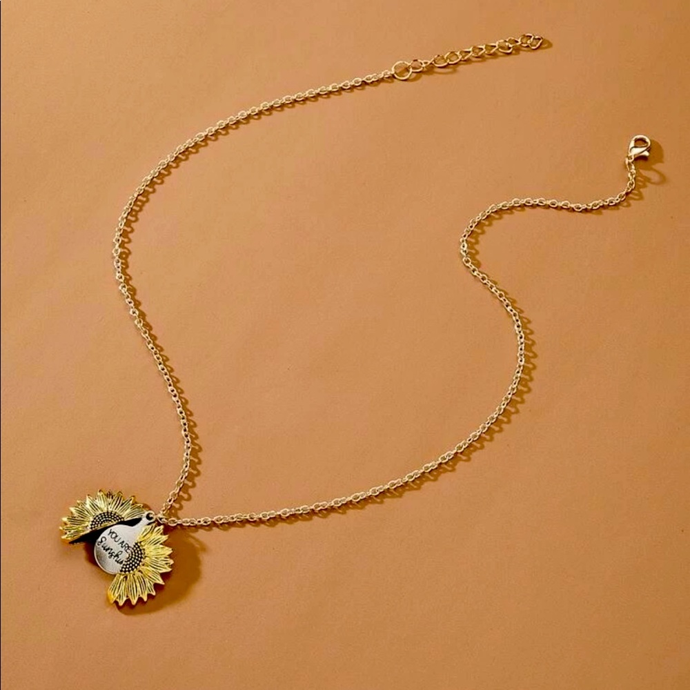 You are my sunshine sunflower necklace